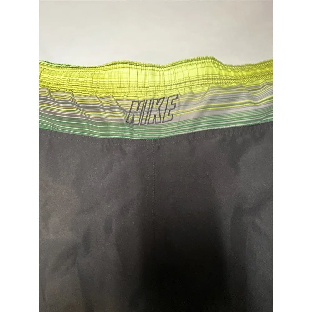 Nike Swim‎ Shorts Trunks Black Neon Green Drawstring & Side Panels Mesh Lined